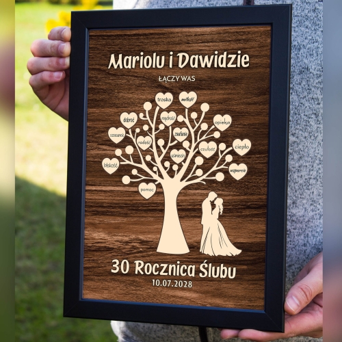 Obrazek drzewko z sercami PODZIĘKOWANIA DLA RODZICÓW ślub wesele