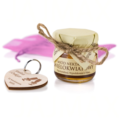 Słodkie podziękowania dla gości WESELE ŚLUB miodzik i brelok