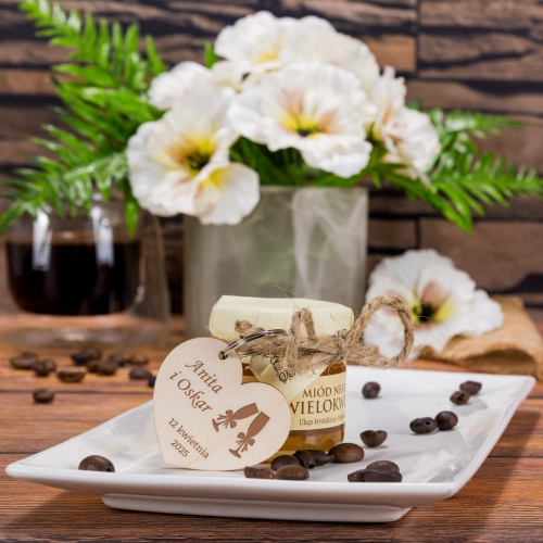 Słodkie podziękowania dla gości WESELE ŚLUB miodzik i brelok