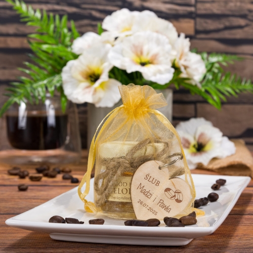 SŁODKIE UPOMINKI DLA GOŚCI NA WESELE breloczek serduszko i miodzik