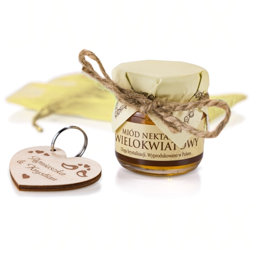 Miodzik i breloczek serce SŁODKIE PODZIĘKOWANIE DLA GOŚCI NA WESELE