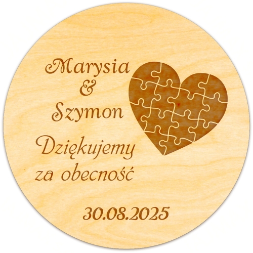 POMYSŁOWE PODZIĘKOWANIA DLA GOŚCI NA ŚLUB drewniany magnes koło
