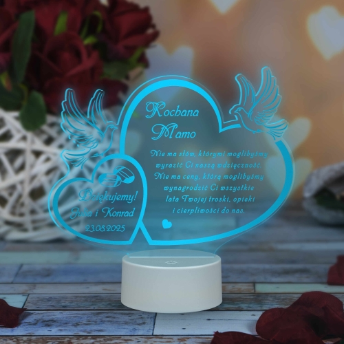 LAMPKA LED prezent dla mamy PODZIĘKOWANIA ŚLUBNE GRAWER