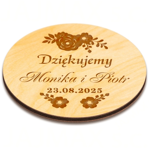 DREWNIANE MAGNESY podziękowanie dla gości wesele data ślubu imiona