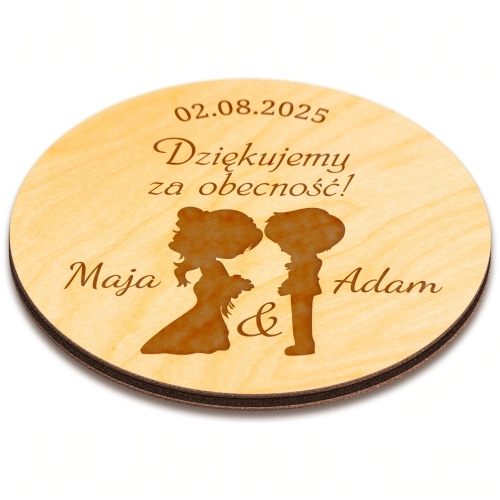 UPOMINEK DLA GOŚCI NA ŚLUB MAGNESY motyw Para Młoda Twój grawer