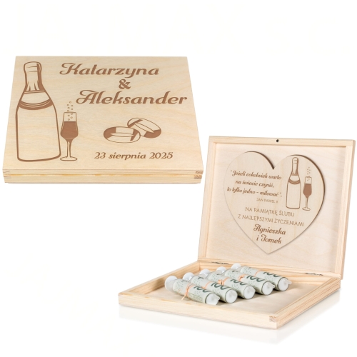 PREZENT WESELNY nowoczesna kartka z życzeniami pudełko na gotówkę