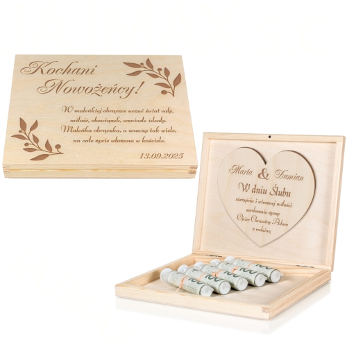 Pudełko na pieniądze PREZENT ŚLUBNY grawer