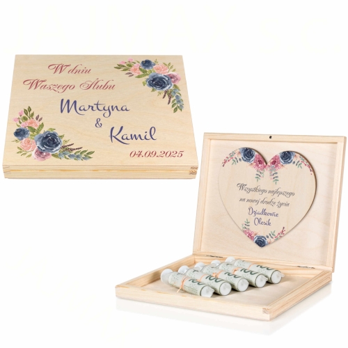 KOPERTA NA PIENIĄDZE NA ŚLUB drewniane pudełko z personalizacją