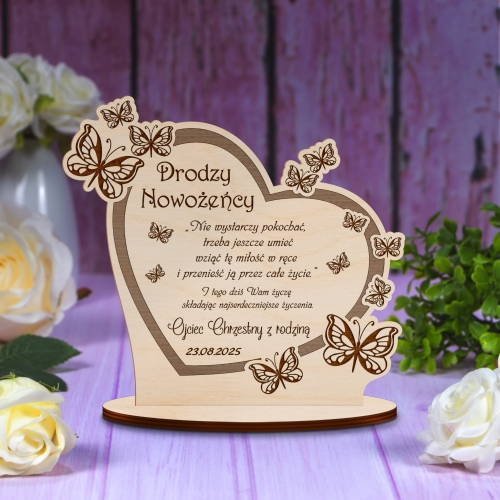 STATUETKA DREWNIANA podziękowanie na wesele ślub dla mamy taty