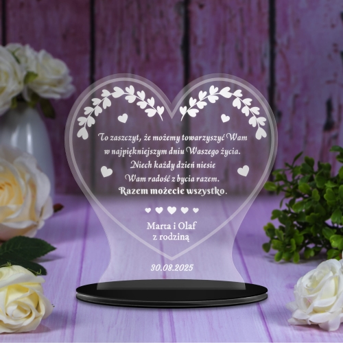 STATUETKA SERCE prezent na ślub wesele dla młodych grawer