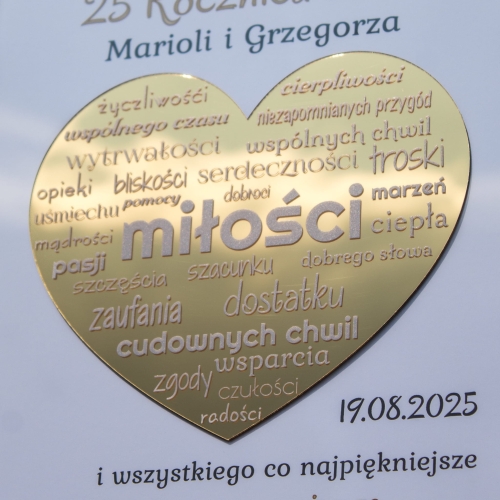 ELEGANCKA RAMKA złote serce efekt 3d prezent na rocznicę ślubu