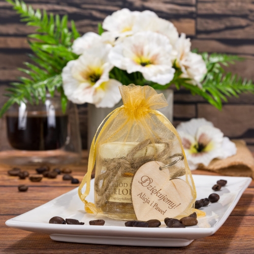 Zestaw miodzik z brelokiem UPOMINKI DLA GOŚCI na ślub grawer