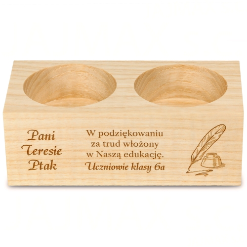Świecznik podwójny upominek DLA NAUCZYCIELA GRAWER