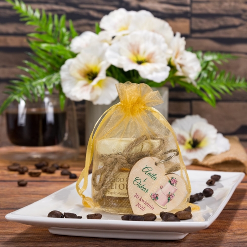 PODZIĘKOWANIE DLA GOŚCI NA WESELE miód i serce brelok tort