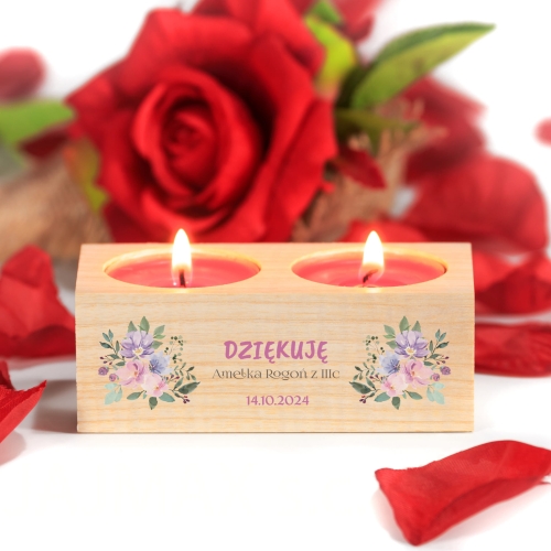 ŚWIECZNIK podwójny upominki dla nauczyciela nadruk