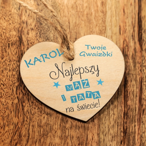Serce zawieszka do samochodu Najlepszy mąż i tata na Dzień Chłopaka