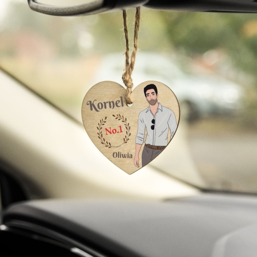 FAJNY PREZENT NA DZIEŃ CHŁOPAKA zawieszka ozdoba do auta z nadrukiem