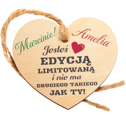 PREZENT DLA NIEGO NA DZIEŃ CHŁOPAKA zawieszka do auta serce nadruk