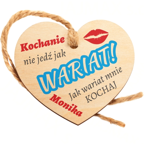 UPOMINEK DLA CHŁOPAKA zawieszka do auta Nie jedź jak wariat podpis