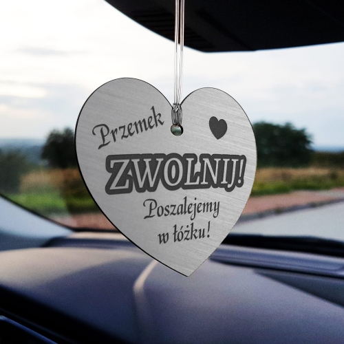Srebrne serce ZAWIESZKA DO AUTA prezent dla Niego na Dzień Chłopaka