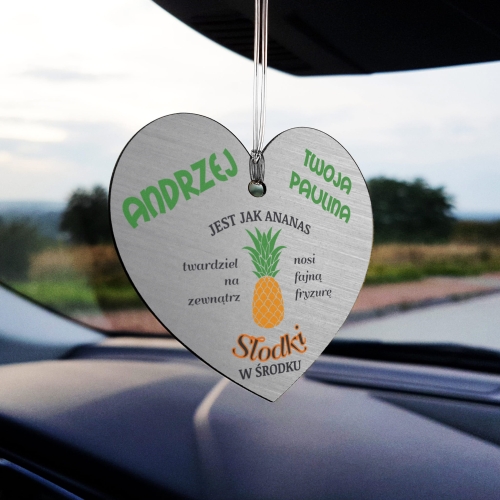 UPOMINKI DO AUTA zawieszka serce dla chłopaka z okazji Dnia chłopaka