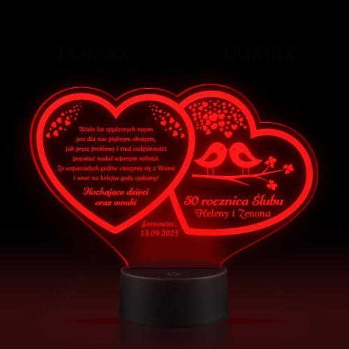 ORYGINALNA PAMIĄTKA NA ROCZNICĘ ŚLUBU statuetka led z dedykacją