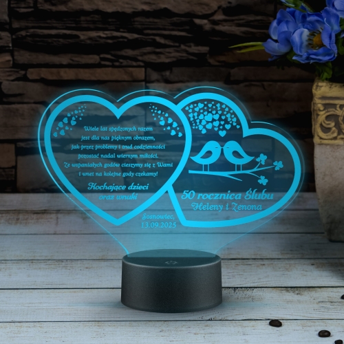 ORYGINALNA PAMIĄTKA NA ROCZNICĘ ŚLUBU statuetka led z dedykacją