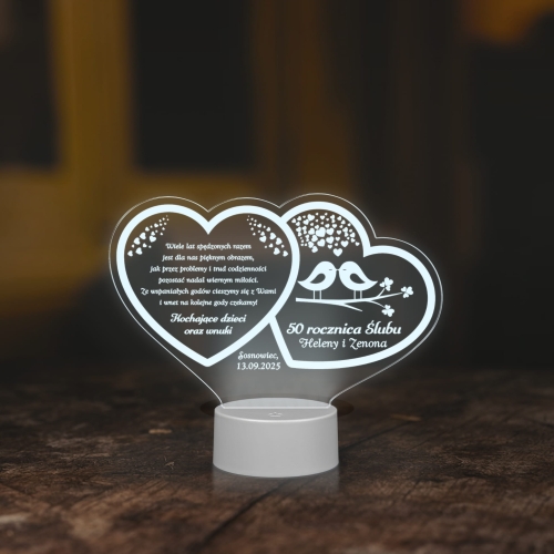 ORYGINALNA PAMIĄTKA NA ROCZNICĘ ŚLUBU statuetka led z dedykacją
