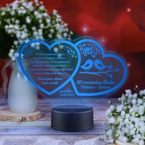 ORYGINALNA PAMIĄTKA NA ROCZNICĘ ŚLUBU statuetka led z dedykacją