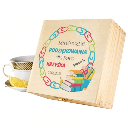 PREZENT PODZIĘKOWANIA DLA NAUCZYCIELA box upominkowy miód, herbaty