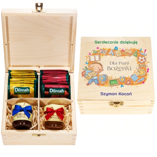 POMYSŁ NA PREZENT DLA NAUCZYCIELA pudełko słodkości z dedykacją od ucznia