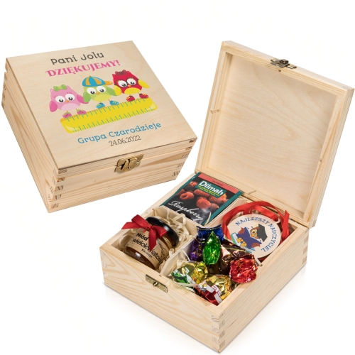 Herbaciarka zestaw miód herbata praliny medal dla nauczyciela nadruk