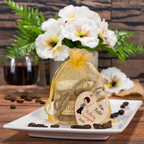 PREZENT DLA NAUCZYCIELA zestaw brelok i miodzik naturalny z podpisem