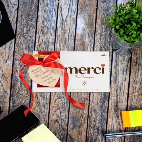 UPOMINEK DLA PANI NAUCZYCIELKI od klasy czekolada Merci z serduszkiem