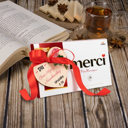 ORYGINALNY PREZENT DLA NAUCZYCIELA czekoladki i serce z nadrukiem