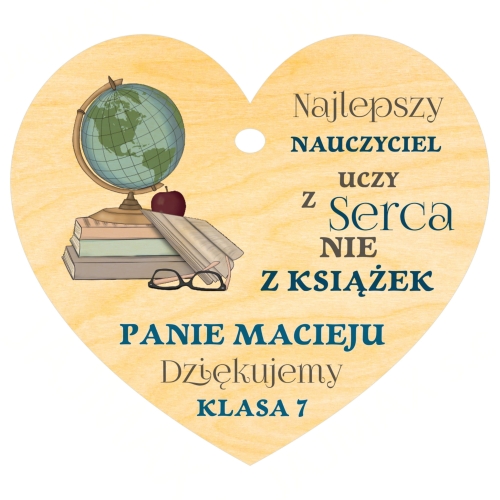 POMYSŁOWY UPOMINEK DLA NAUCZYCIELA czekolada z sercem z dedykacją