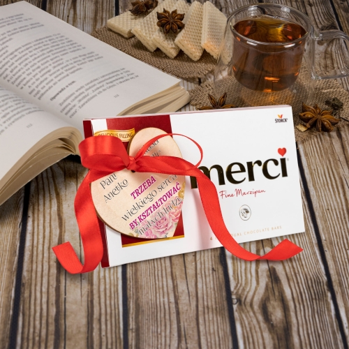 UPOMINEK DLA NAUCZYCIELKI czekolada z sercem z cytatem i dedykacją