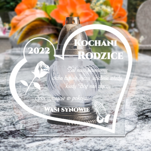 PODSTAWKA NA ZNICZ XXL serce z dedykacją ozdoba na grób dedykacja