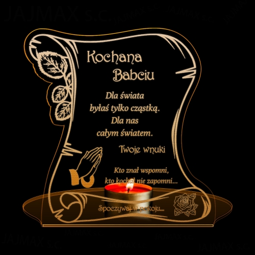 Dekoracja na grób z dedykacją STATUETKA XXL LIST z cytatem grawer