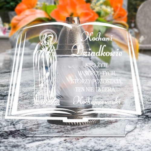 BIBLIA STATUETKA NA ZNICZ oryginalna ozdoba na grób z podpisem