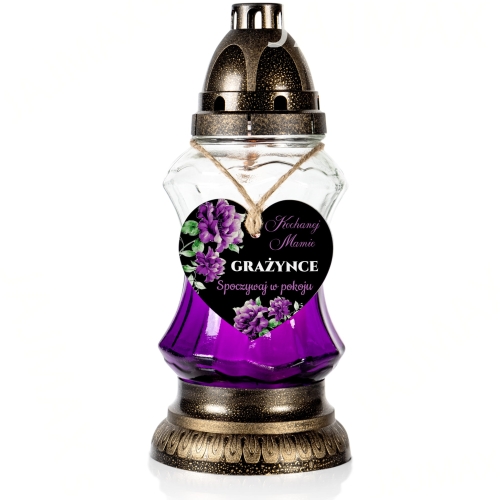 ORYGINALNA OZDOBA NA ZNICZ zawieszka serduszko z imieniem kwiaty