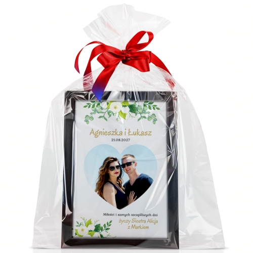 WYJĄTKOWY PREZENT NA ŚLUB ramka z życzeniami ze zdjęciem Pary Młodej