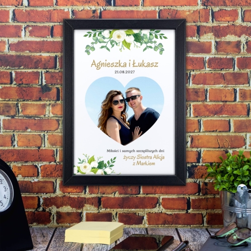 WYJĄTKOWY PREZENT NA ŚLUB ramka z życzeniami ze zdjęciem Pary Młodej