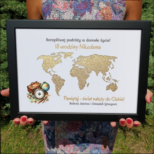 Obrazek kontynenty na pieniądze SUPER POMYSŁ NA PREZENT NA 18TKĘ