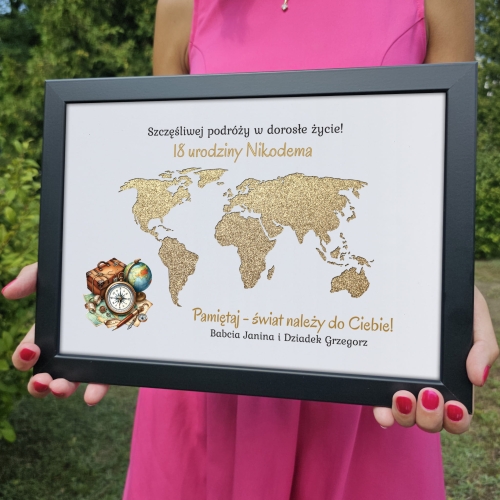 Obrazek kontynenty na pieniądze SUPER POMYSŁ NA PREZENT NA 18TKĘ