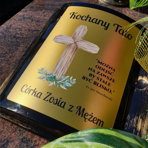 Oryginalna donica księga na grób z nadrukiem + stroik kwiatowy