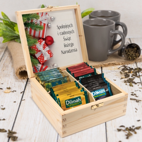 PREZENTY FIRMOWE Z LOGO pudełko z herbatami premium Dilmah Święta