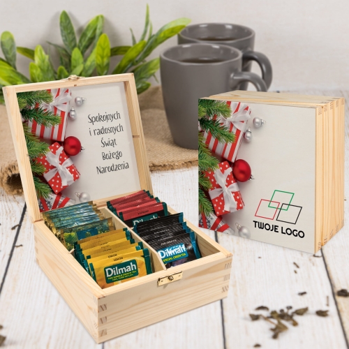 PREZENTY FIRMOWE Z LOGO pudełko z herbatami premium Dilmah Święta