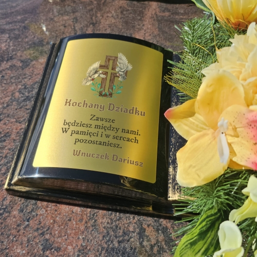 DONICA NA GRÓB KSIĘGA Z KWIATAMI wyjątkowa ozdoba na cmentarz