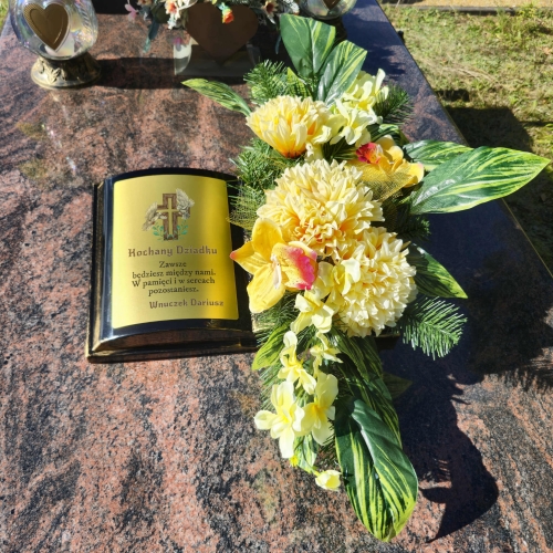 DONICA NA GRÓB KSIĘGA Z KWIATAMI wyjątkowa ozdoba na cmentarz